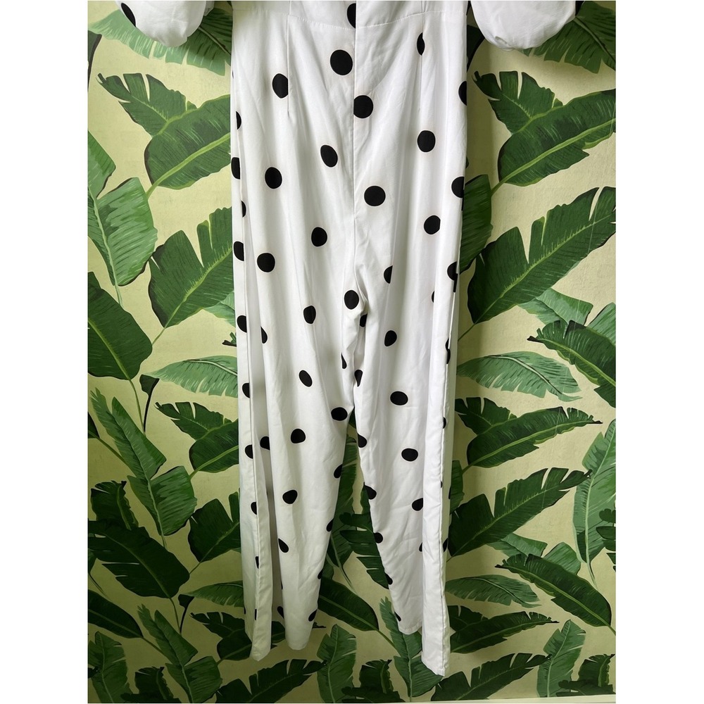 Nasty Gal Polka Dot Jumpsuit Women Size 2 White Black - Picture 6 of 8